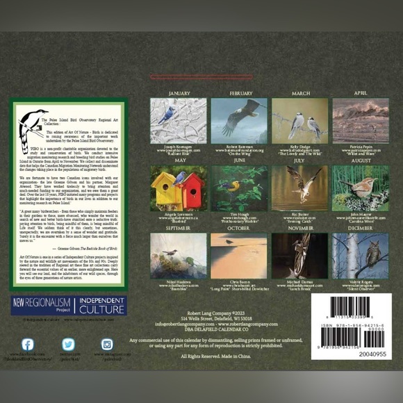 CALENDAR 2024 ART OF NATURE: Pelee Island Observatory Art Of Birds. - Picture 3 of 16